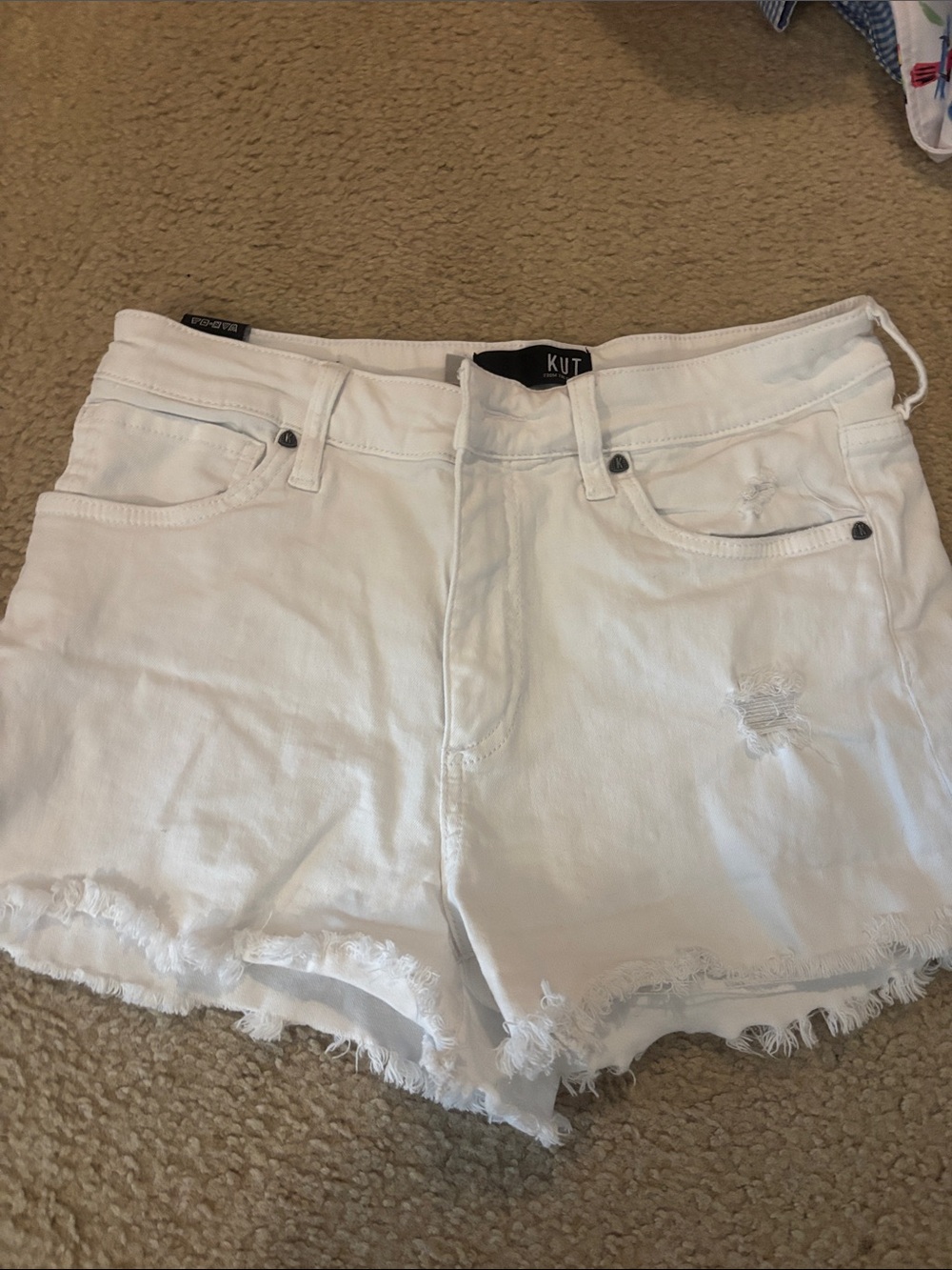 Kut from the Kloth White Distressed Denim Shorts